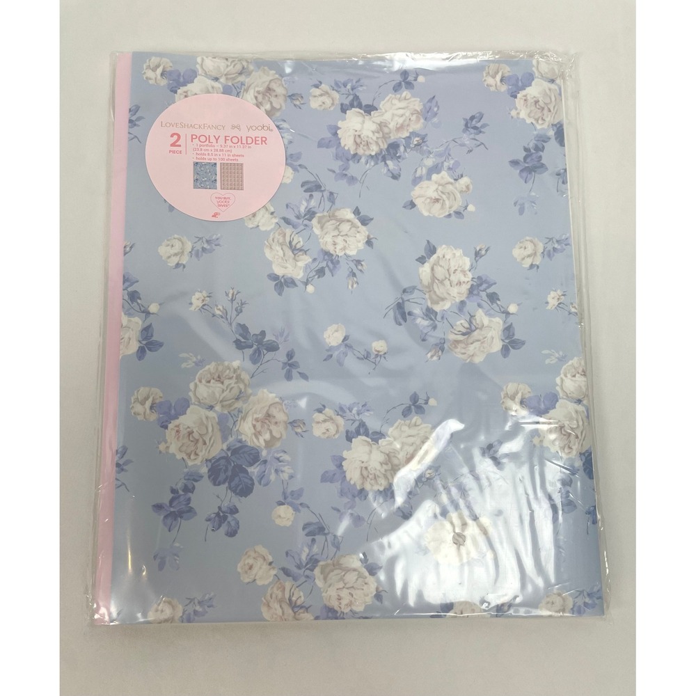 LoveShackFancy x Target Poly Prong Folder Set 2 Pink Blue Floral Rosettes Yoobi